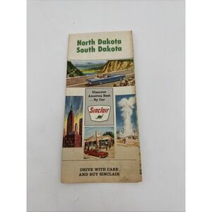 Sinclair Gas North Dakota South Dakota Road Map Vintage 1967